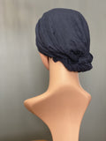 HALO HEAD WRAPS - CHARCOAL GREY SOLID BACK VIEW BUN